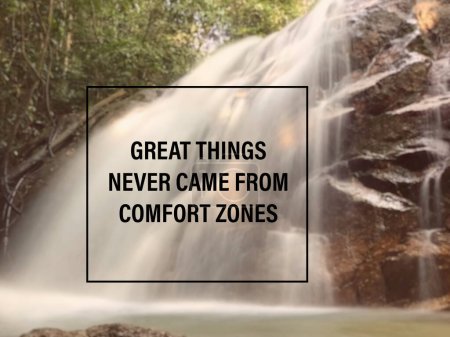 Photo for Motivational and inspirational wording. Great things never came from comfort zones. With blurred vintage styled background. - Royalty Free Image