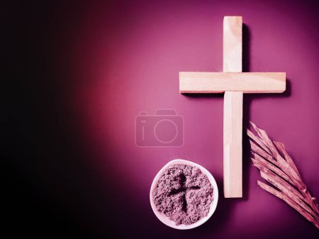 Lent Season,Holy Week and Good Friday Concepts - Image of wooden cross with vintage background. Stock photo.