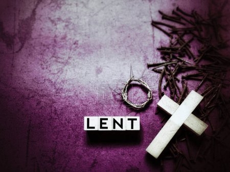 Lent Season,Holy Week and Good Friday Concepts - LENT text in purple vintage background. Stock photo.