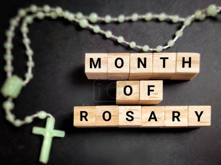 Photo for Christianity Concept - Month of Rosary text background. Stock photo. - Royalty Free Image