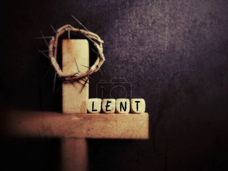 Lent Season,Holy Week and Good Friday concepts - LENT text in purple vintage background. Stock photo.