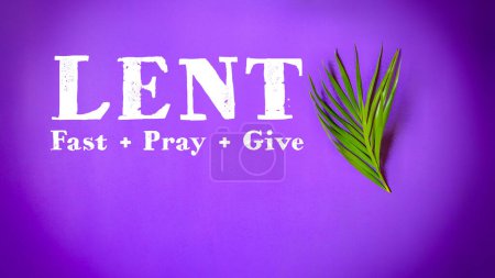 Photo for Lent Season,Holy Week and Good Friday concepts - word lent fast pray give in purple background - Royalty Free Image