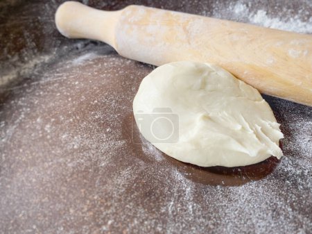 Photo for Homemade wheat dough. For flatbreads making. - Royalty Free Image