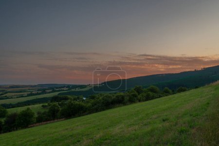 Photo for Color evening on Slovakia part of border in Bile Karpaty mountains in hot summer - Royalty Free Image