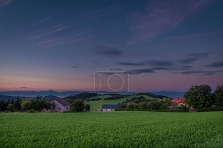 Photo for Color morning in Braunegg village over Danube river in summer mountains - Royalty Free Image