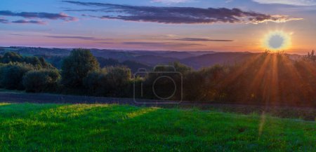 Photo for Color morning in Braunegg village over Danube river in summer mountains - Royalty Free Image