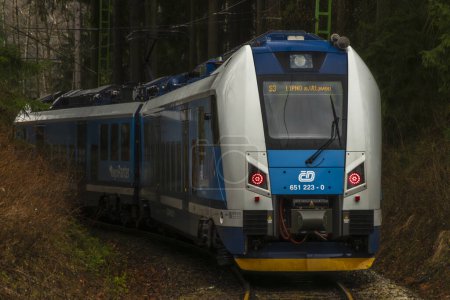 Photo for Modern new electric unit train near border of Austria in Rybnik CZ 01 06 2024 - Royalty Free Image