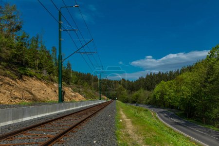 Photo for New tram track after big reconstruction between Liberec and Jablonec CZ 05 02 2024 - Royalty Free Image