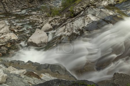 Photo for Waterfall in spring evening in valley of river Diveria in Gondo small village - Royalty Free Image