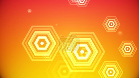 Photo for Hexagons spring up on a colorful background - Royalty Free Image