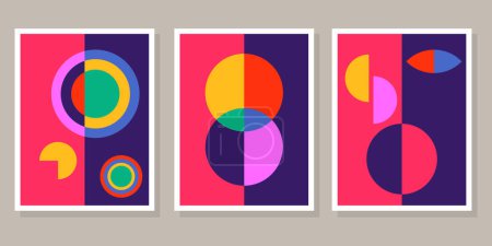 Téléchargez les illustrations : Résumé Bauhaus motif géométrique fond cercle vectoriel - en licence libre de droit