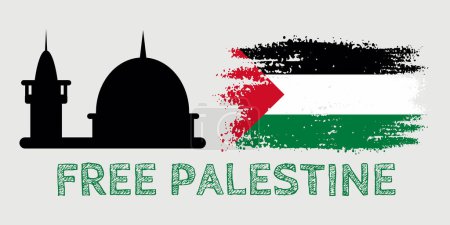 Ilustración de Vector gratis Palestina, bandera palestina, silueta de mezquita - Imagen libre de derechos