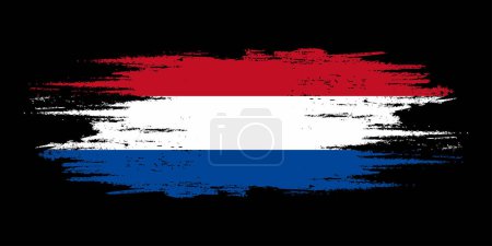 Téléchargez les illustrations : Pays-Bas pinceau drapeau, Pays-Bas pinceau aquarelle drapeau élément design - en licence libre de droit
