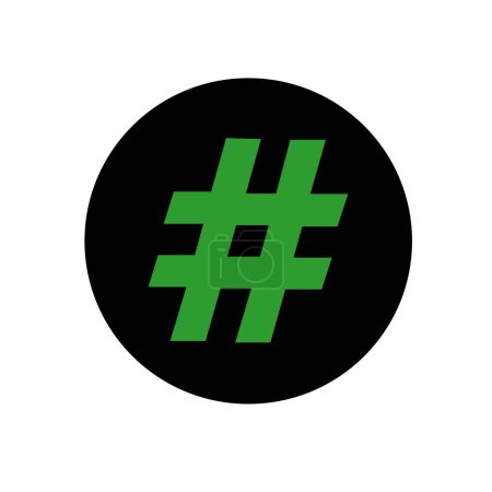 Shiny plastic green hashtag social media icon or pound sign symbol in a 3D illustration with a silky bright green color with a classic font style isolated on a white