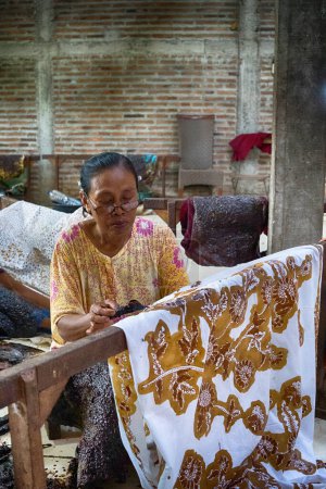 Photo for Photo of Batik painting process in Lasem, Central Java, Indonesia. November 5, 2022 - Royalty Free Image