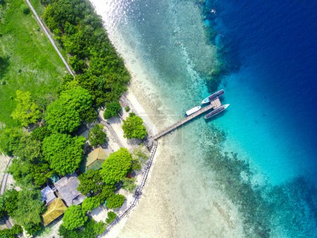 Photo for Menjangan Island, West Bali National Park, Indonesia. Aerial footage taken with drone. - Royalty Free Image