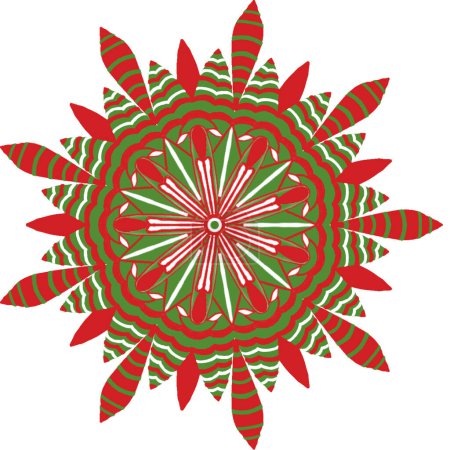 Photo for Red and green circular pattern on a white background,resembling a mandala. Illustration for Christmas designs. - Royalty Free Image
