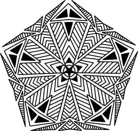 Illustration for Black and white drawing of a mandala with intricate geometric patterns. Illustration vector designs. - Royalty Free Image