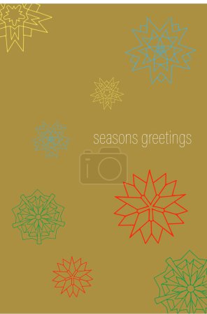 Illustration for A gold background with simple mandalas and the words Seasons Greetings. Illustration vector. - Royalty Free Image
