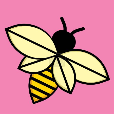 Imagen vectorial de una abeja sobre un fondo rosa. Ilustraciones vector