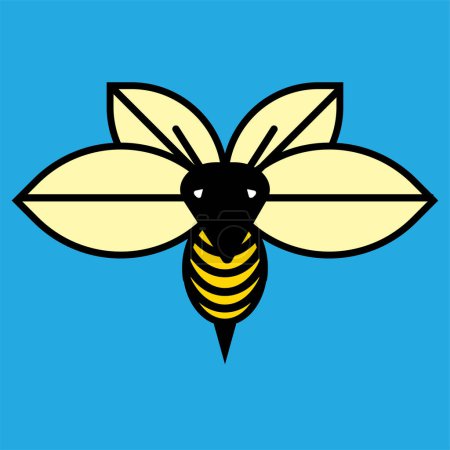 Vector image of a bee on a light blue background with the text World Bee Day written on it. Illustrations vector.
