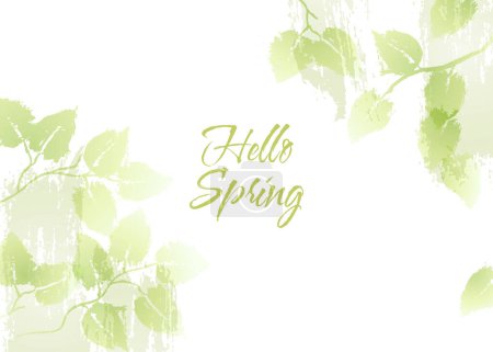 Illustration for Vector watercolor illustration. Green leaves. Grunge paint texture. Hello spring. Floral design elements. Ideal for wedding invitations, greeting cards, blogs, logos, prints and more. Foliage frame. - Royalty Free Image