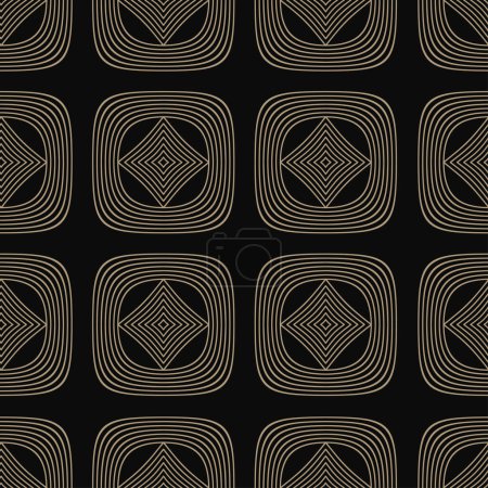 A luxurious seamless pattern in black and gold, featuring ornate geometric shapes and elegant lines. Perfect for textile, wrapping paper, or background designs. Not AI.