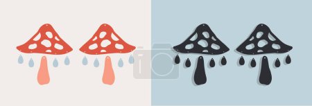 Illustration for Modern hippie Earrings template with mushroom shape for Laser cut wooden. Vector isolated silhouette - Royalty Free Image