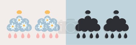 Illustration for Modern hippie Earrings template with cloud shape for Laser cut wooden. Vector isolated silhouette - Royalty Free Image