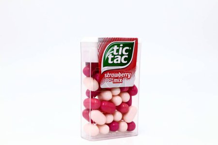 Photo for Pescara, Italy  December 26, 2019: TIC TAC Strawberry mix candies. Tic Tac is a brand of Ferrero - Royalty Free Image