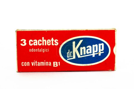 Photo for Rome, Italy  February 18, 2022: Vintage 1960s Cachets Dr. KNAPP, tablets medicine for the treatment of toothache. Manufactured in Italy by LA FAR - Milan - Royalty Free Image