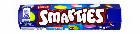 Photo for Pescara, Italy  January 1, 2020: SMARTIES, Coloured Chocolate Confectionery produced by Nestl - Royalty Free Image