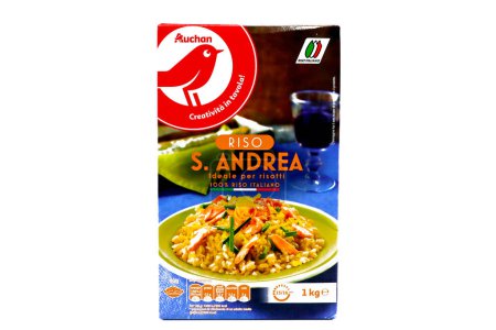 Photo for Pescara, Italy - May 31, 2020: Saint Andrew Italian Rice sold by Auchan Supermarket chain - Royalty Free Image