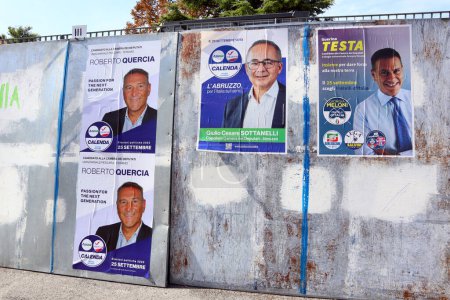 Photo for Pescara, Italy  September 2022: Italian Election wall posters of Political Parties for election day in Italy of September 25, 2022 - Royalty Free Image