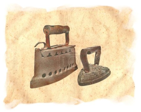 Photo for Vintage IRONS on Antique Parchment sheet - Royalty Free Image