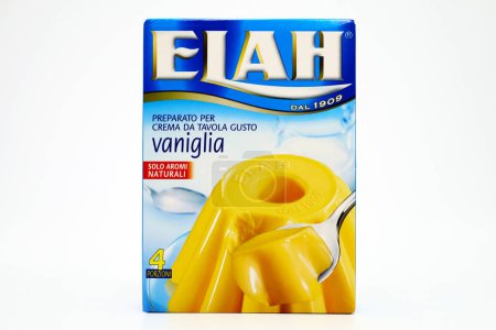 Photo for Pescara, Italy  February 11, 2021: ELAH Vanilla Custard Powder produced in Italy by Elah-Dufour - Royalty Free Image
