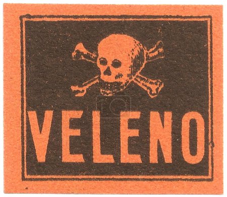 Photo for SKULL and CROSSBONES - Original Antique POISON Label - Pharmacy, Medicine and Cure - Royalty Free Image
