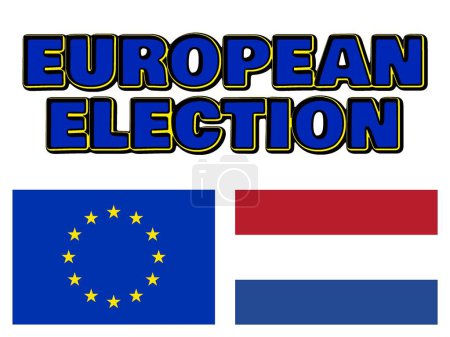 Téléchargez les photos : Elections au Parlement européen, drapeaux de l'Union européenne et des Pays-Bas - en image libre de droit