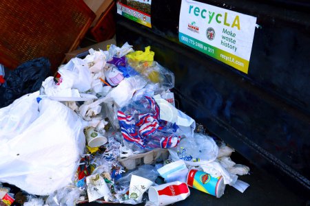 Photo for Los Angeles, California - October 6, 2019: recycLA UWS Universal Waste Systems Inc. Container with garbage on the street in Los Angeles - Royalty Free Image