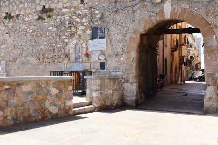 Photo for Trapani, Sicily (Italy)  July 4, 2022: Botteghelle Door (Porta delle Botteghelle) the thirteenth century town gate - Royalty Free Image