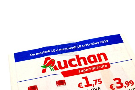 Photo for Pescara, Italy  September 14, 2019: Weekly Ad Flyer of AUCHAN Supermarket - Royalty Free Image