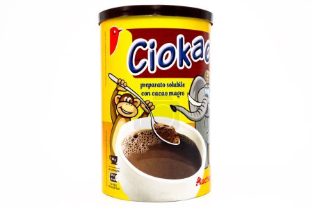 Photo for Pescara, Italy  February 21, 2020: AUCHAN CIOKAO Instant Chocolate Cocoa Drink Powder. Produced in Italy for Auchan Supermarket chain by Crastan - Royalty Free Image