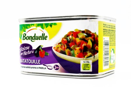 Téléchargez les photos : Pescara, Italie 15 février 2021 : Ratatouille mélange de légumes cuits produit par Bonduelle - en image libre de droit