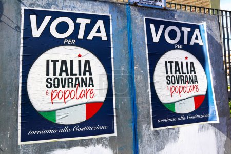 Photo for Pescara, Italy  September 2022: Italian Election wall posters of Political Parties for election day in Italy of September 25, 2022 - Royalty Free Image