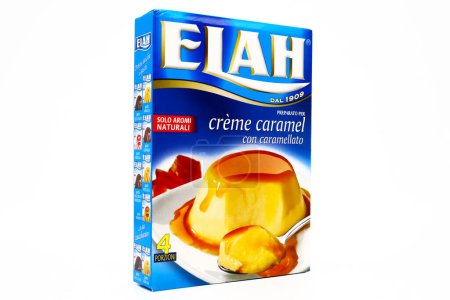 Photo for Pescara, Italy  February 11, 2021: ELAH Creme Caramel Custard Powder produced in Italy by Elah-Dufour - Royalty Free Image