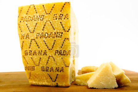 Photo for Pescara, Italy  February 15, 2020: Italian Parmesan Cheese GRANA PADANO, produced in northern Italy in the Po River Valley - Royalty Free Image