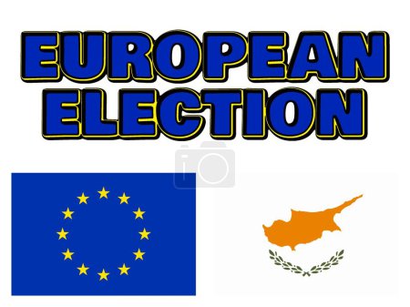 Téléchargez les photos : Elections au Parlement européen, drapeaux de l'Union européenne et de Chypre - en image libre de droit