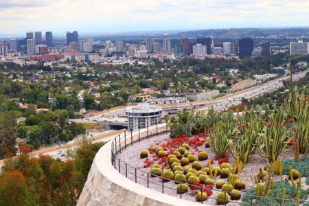 Photo for Los Angeles, California - May 10, 2019: view of Los Angeles from The Getty Center Museum, South Promontory, Cactus Garden - Royalty Free Image