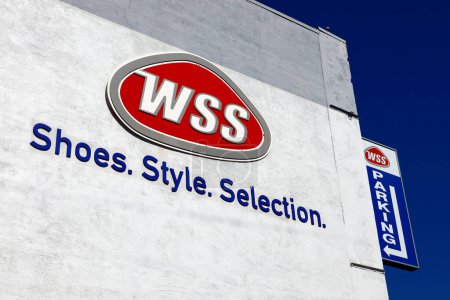 Photo for Los Angeles, California - October 6, 2019: WSS sign, Warehouse Shoe Sale is a retail chain of shoe stores - Royalty Free Image