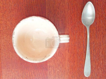 Photo for Original Antique Coffee Cup with nickel silver Coffee Spoon - Royalty Free Image